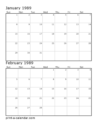 Two Vertical Months 1989