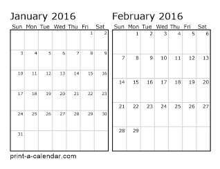 Two Horizontal Months 2016