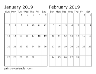 Two Horizontal Months 2019