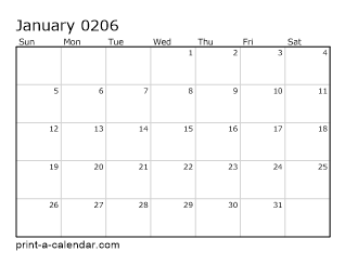 206 Monthly Calendar
