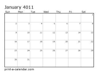 4011 Monthly Calendar
