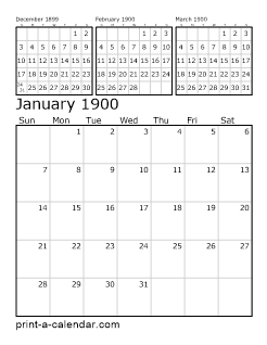 Download 1900 Printable Calendars