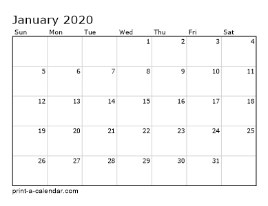 Free Printable Monthly Calendar January 2021
