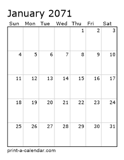 Excel Calendar 2071