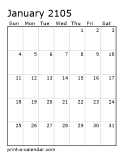 Excel Calendar 2105