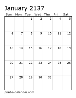 Excel Calendar 2137