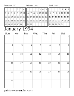 Download 1994 Printable Calendars Download 1994 Printable Calendars