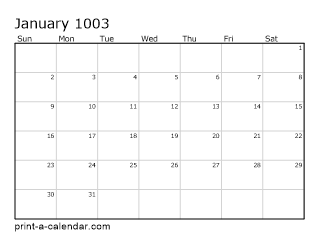 1003 Monthly Calendar