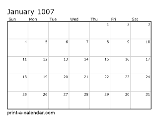 1007 Monthly Calendar