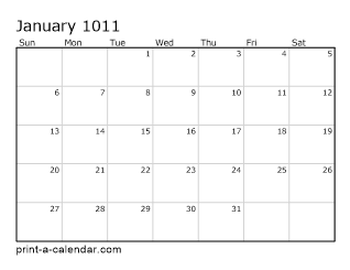 1011 Monthly Calendar