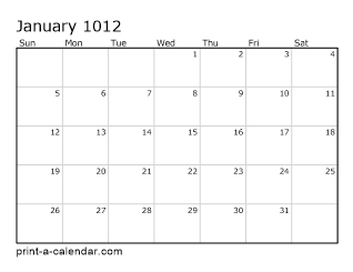 1012 Monthly Calendar