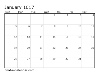 1017 Monthly Calendar