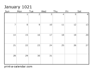 1021 Monthly Calendar