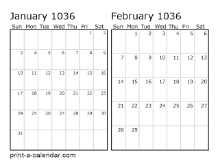 Two Horizontal Months 1036