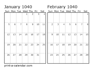 Two Horizontal Months 1040