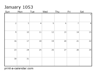 1053 Monthly Calendar