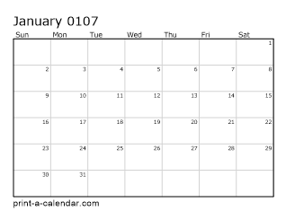 107 Monthly Calendar