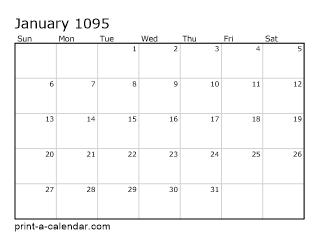 1095 Monthly Calendar