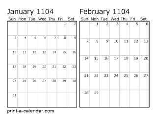 Two Horizontal Months 1104