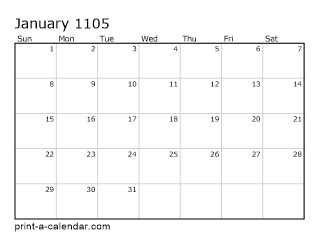 1105 Monthly Calendar