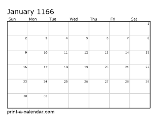 1166 Monthly Calendar