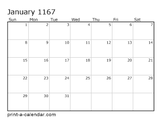 1167 Monthly Calendar