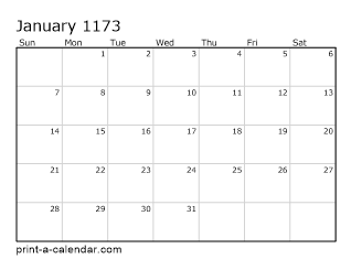 1173 Monthly Calendar