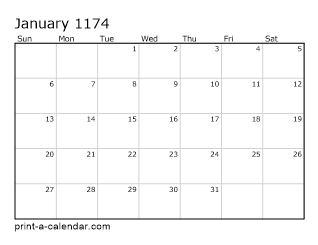 1174 Monthly Calendar