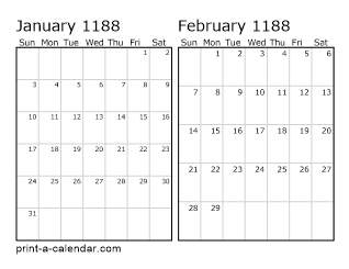 Two Horizontal Months 1188