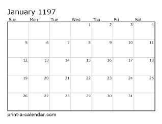 1197 Monthly Calendar