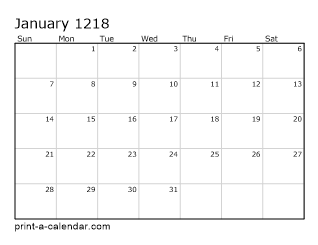 1218 Monthly Calendar