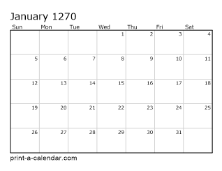 1270 Monthly Calendar