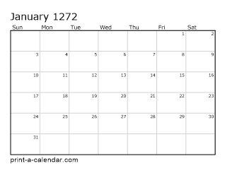 1272 Monthly Calendar