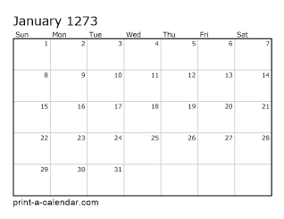 1273 Monthly Calendar