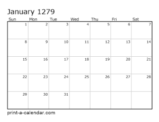 1279 Monthly Calendar