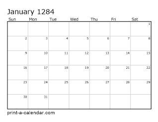 1284 Monthly Calendar