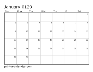 129 Monthly Calendar