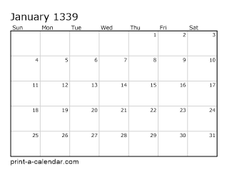 1339 Monthly Calendar