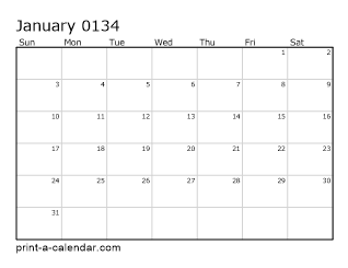 134 Monthly Calendar