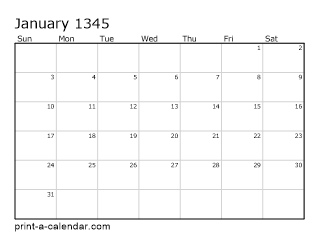 1345 Monthly Calendar