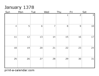 1378 Monthly Calendar