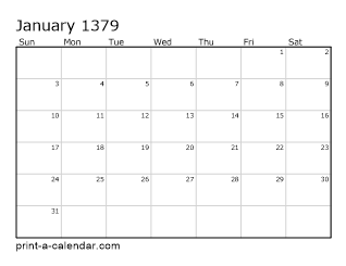 1379 Monthly Calendar