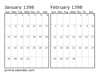 Two Horizontal Months 1398