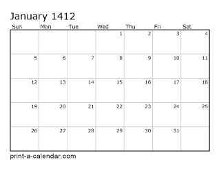 1412 Monthly Calendar