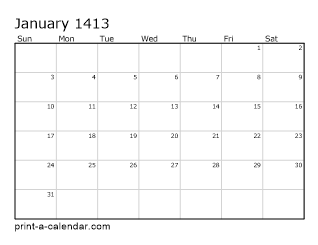 1413 Monthly Calendar