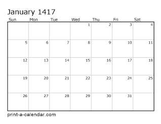 1417 Monthly Calendar