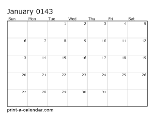 143 Monthly Calendar