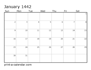 1442 Monthly Calendar