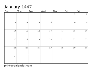 1447 Monthly Calendar