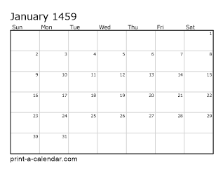 1459 Monthly Calendar